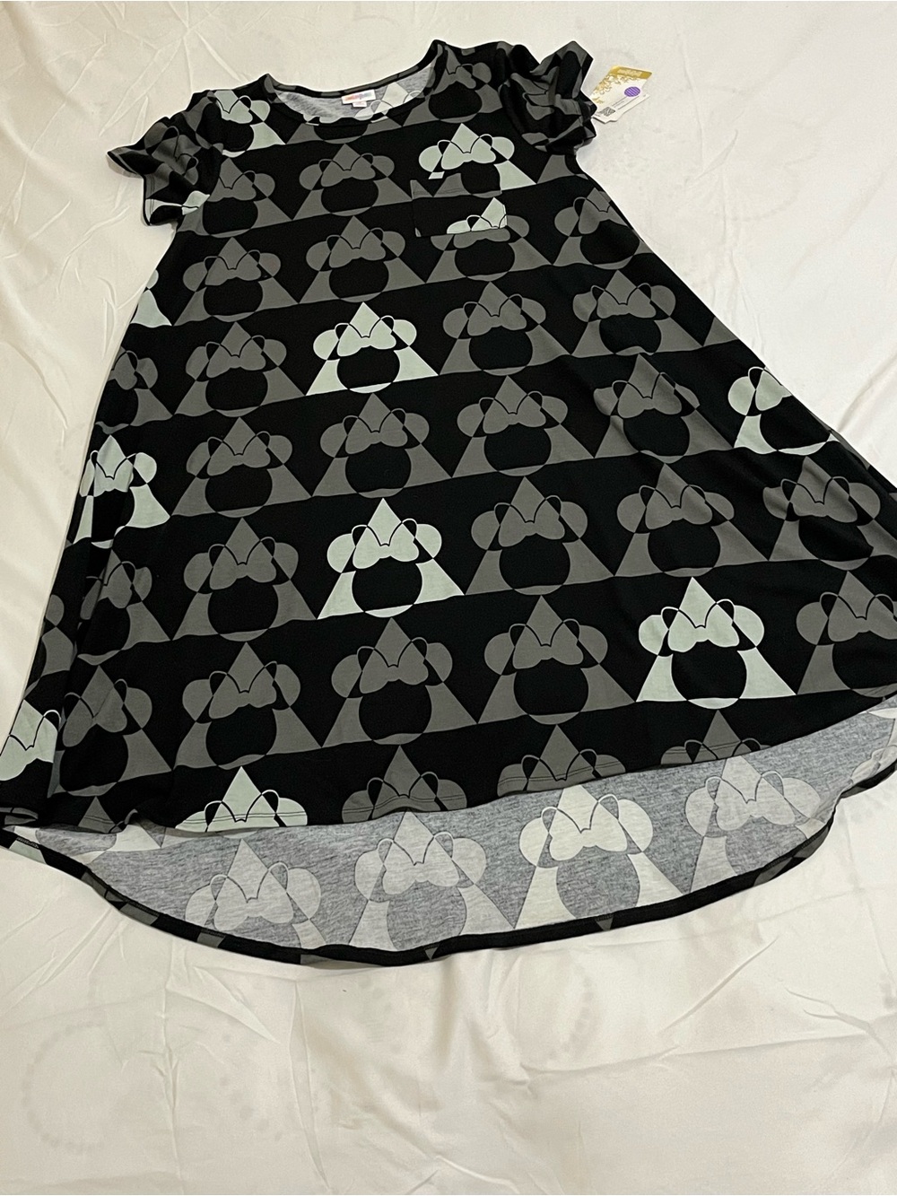 Disney Black and Gray High-Low Dress with Minnie  Mouse Print Women’s Size M NWT